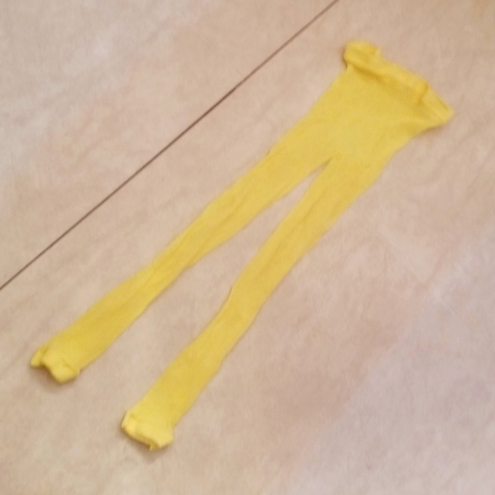 Neon Yellow footless fishnet tights